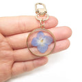 Gold Tone Round Pressed Hydrangea Resin Clip Keychains view 4