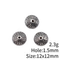 Textured Round Disc Spacer Beads in Antique Silver Metal view 4
