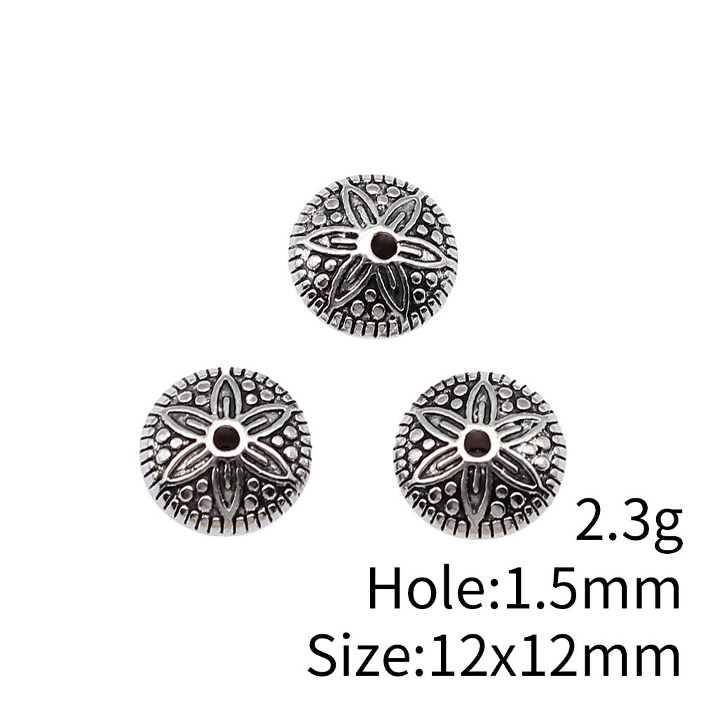 12x12mm 2.3g Antique Silver Zinc Alloy Carved Pattern Small Hole Spacer Beads for DIY Jewelry