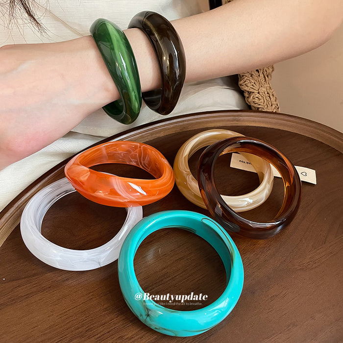 Irregular Marbled Acrylic Resin Bangle Bracelets 7 Colors