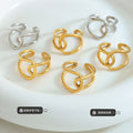 Interlocking Double Loop Open Ring Gold And Steel Tone view 2