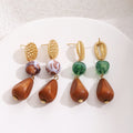 Color Block Bead Teardrop Extra Long Statement Earrings view 2