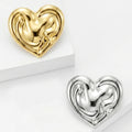 Polished Heart and Hands Brooch in Two Metal Tones view 2