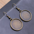 Round Cabochon Tray Dangle Earrings in Two Antique Finishes view 12