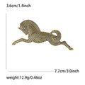 Textured Leaping Horse Brooch in Antique Metal Tones view 6