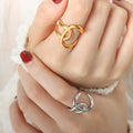 Interlocking Multi Loop Open Ring Twisted Rope Gold Steel view 4