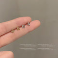 Mini Open Diamond Geometric Stud Earrings Gold Silver view 2