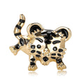 Two Tiger Enamel Brooch in Gold or Silver Tone With Black Stripes view 5