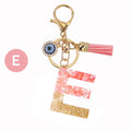 Resin Initial Letter Keychain with Evil Eye and Pink Tassel view 9