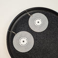 Black and Silver Vinyl Record Large Round Hook Earrings view 2