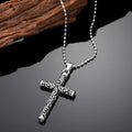 Antique Silver Tone Ornate Cross Ball Chain Pendant Necklaces view 3