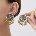Floral Medallion Pearl Look Border Statement Earrings view 9