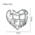 Silver Tone Heart Openwork Two Designs Metal Brooch Pin view 2