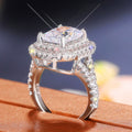 Silver Tone Square Double Halo Crystal Ring view 2