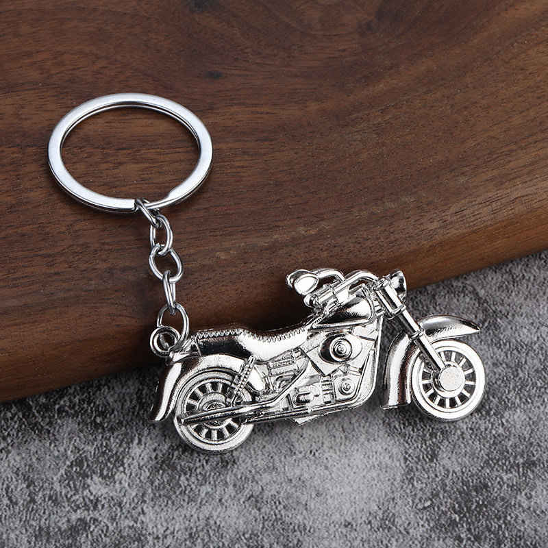 Large Color Motorcycle Metal Keychain with Movable Wheel Pendant