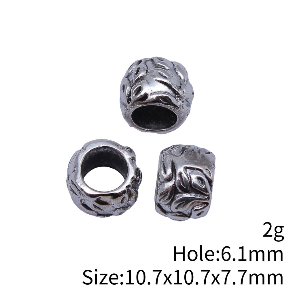 10.7x10.7x7.7mm 2g Antique Silver Zinc Alloy Leaf Pattern Large Hole Spacer Beads for DIY Bracelet Making