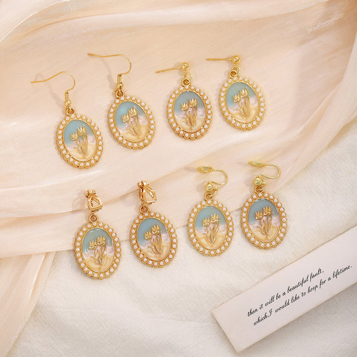 Tulip Cameo Pearl Look Clip Stud and Hook Earrings