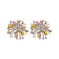 Silver Tone Multicolor Branch Cluster Stud Earrings view 5