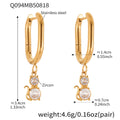 Gold Stainless Zircon Cat Owl Dangle Huggie Hoop Earrings Assortment view 9