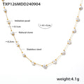 Gold Tone Imitation Pearl And White Stone Station Necklace Bracelet view 6