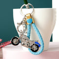 Jeweled Motorcycle Keychains with Braided and Bare Wrist Loops view 6