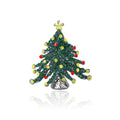 Green Crystal Christmas Tree Brooch Decorative Metal Pin view 1
