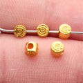 Spiral Pattern Cube Metal Beads in Silver and Gold view 3