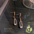 Crystal Open Rectangle Long Drop Earrings Fashion Jewelry Accessories view 3