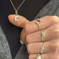 Gold Tone Ornate Geometric Pendant Necklace With Purple Stones view 3