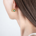 Asymmetric Heart Frame Glass Stone Earrings Gold Steel view 1