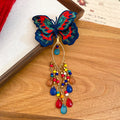 Red Ribbon Bow Butterfly Multicolor Tassel Hair Clips view 7