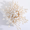 White Pearl Beaded Burst Brooch With Radiating Sprays view 1