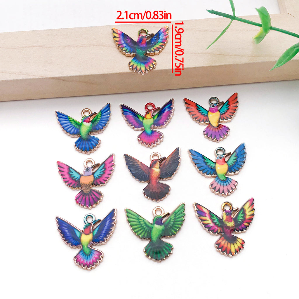 Colorful Enamel Zinc Alloy Flying Bird Charm Pendant for DIY Phone Strap Keychain Jewelry