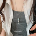 Silver Fish Pendant Necklace with Blue Accent Stone view 3