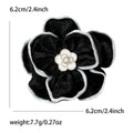 Large Fabric Camellia Brooch in Black or Ivory White view 5
