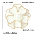 Peony Pearl Enamel Flower Brooch Black White Red Gold Rim view 5