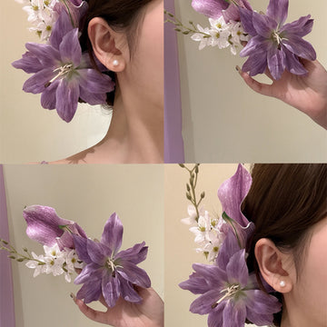 Fabric Lily Calla Flower Duckbill Hair Clip Purple Pink