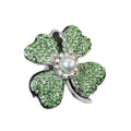 Rhinestone Four Leaf Clover Charm Pendant With Pearl Center view 4