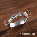 Antique Silver Koi Fish Open Wrap Band Fashion Ring Sizes view 4