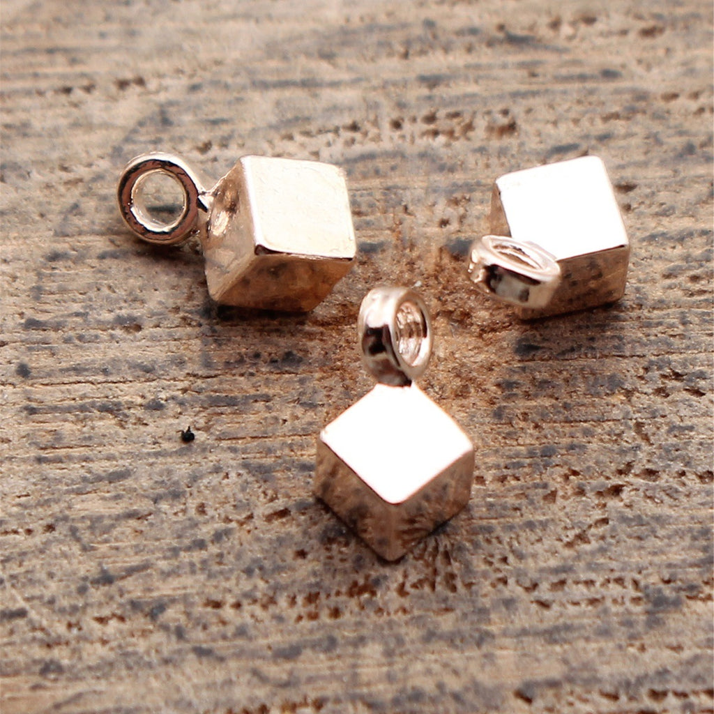7.4x4.1x4.1mm 0.22g Multicolor Zinc Alloy Cube Small Bead for DIY Bracelet Necklace Jewelry