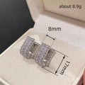 White Gold Tone Double Row Baguette U Shape Hoop Earrings view 4