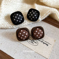 Polka Dot Fabric Stud Earrings in Three Shapes and Colors view 1