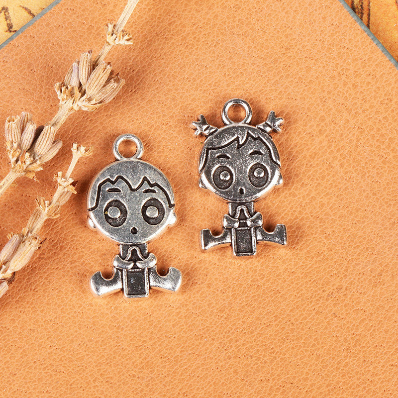 23x13mm Cartoon Couple Alloy Charm Pendant