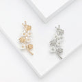 Delicate Branch Brooch With Clear Flowers and Pearls view 1