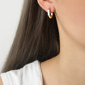Geometric Hexagon Hoop Earrings Gold Steel Hinged Mini Hoops view 7