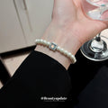 Pearl Square Cabochon Necklace Bracelet Ring Pieces view 4