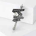 Happy Kiss Beautiful Love Signpost Brooch Enamel Crystal view 3