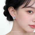 Silver Tone Blue Bear And Paw Butterfly Asymmetric Stud Earrings view 2