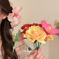 Fabric Flower Hair Stick Pins Hibiscus Sunflower Rose Styles view 1