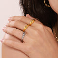 Smooth Domed Teardrop Band Ring Gold Steel Sizes 6-9 view 4